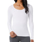 32 Degrees Top feminino aconchegante com decote redondo e calor, branco, tamanho extrapequeno