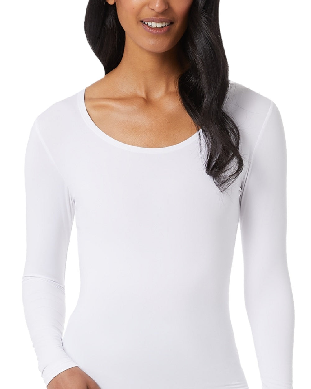 32 Degrees Top feminino aconchegante com decote redondo e calor, branco, tamanho extrapequeno