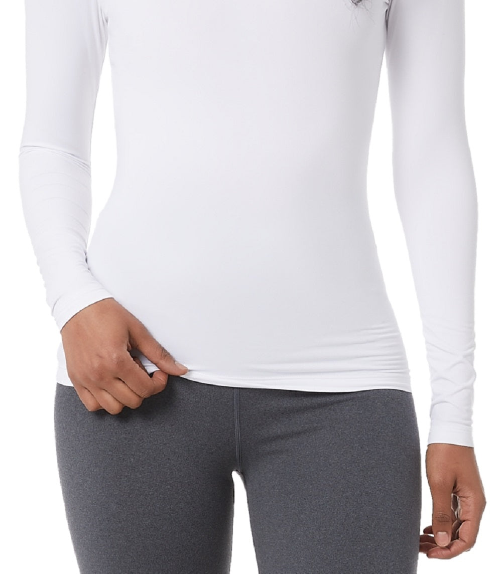 32 Degrees Top feminino aconchegante com decote redondo e calor, branco, tamanho extrapequeno