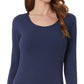 32 Degrees Top feminino com decote redondo e calor aconchegante, azul, tamanho XX-G