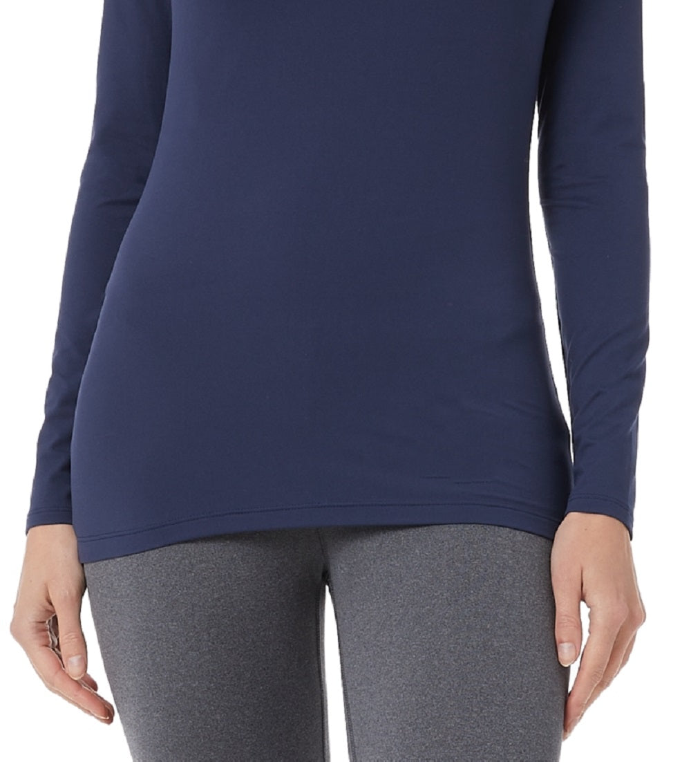 32 Degrees Top feminino com decote redondo e calor aconchegante, azul, tamanho XX-G