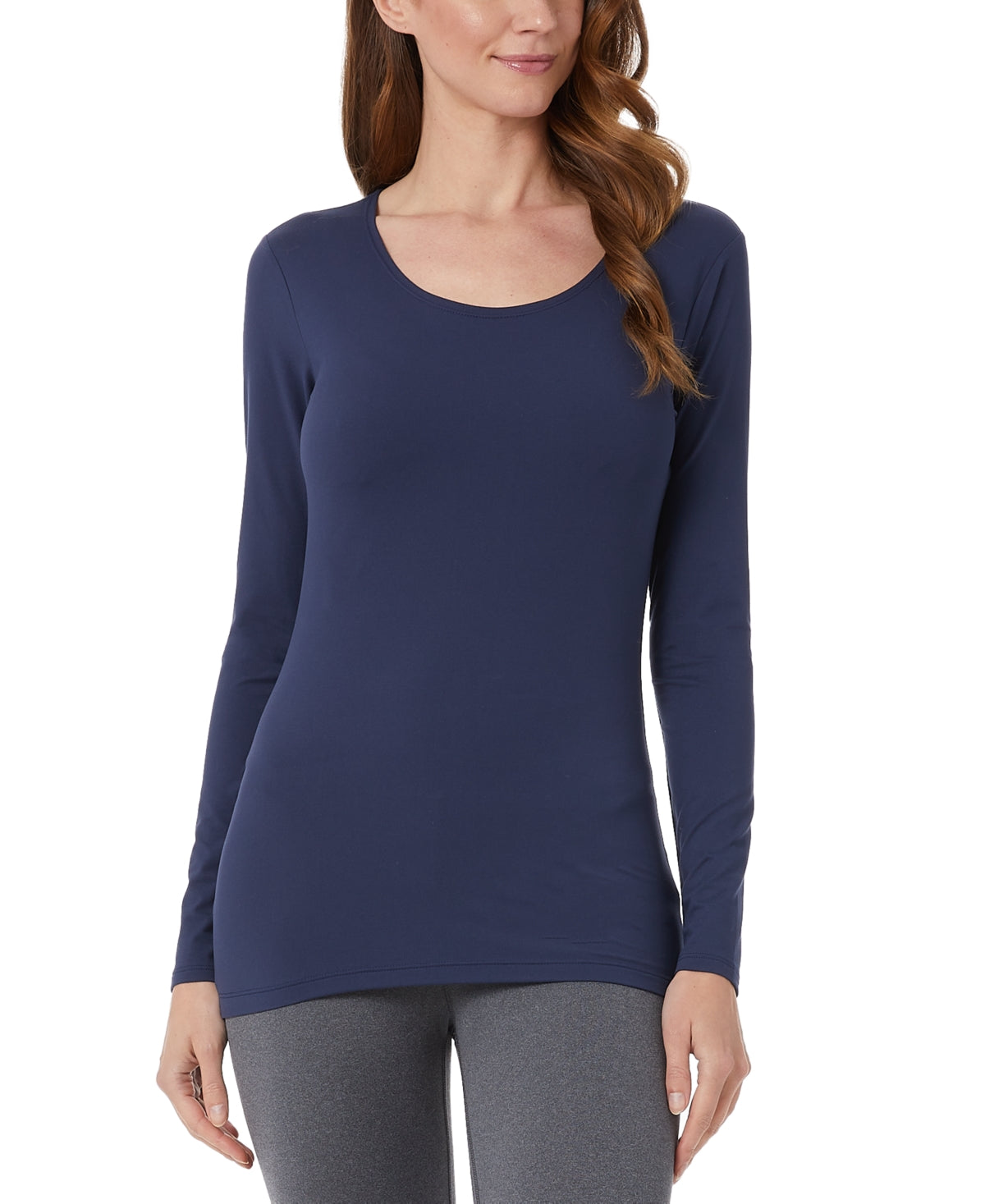 32 Degrees Top feminino com decote redondo e calor aconchegante, azul, tamanho XX-G