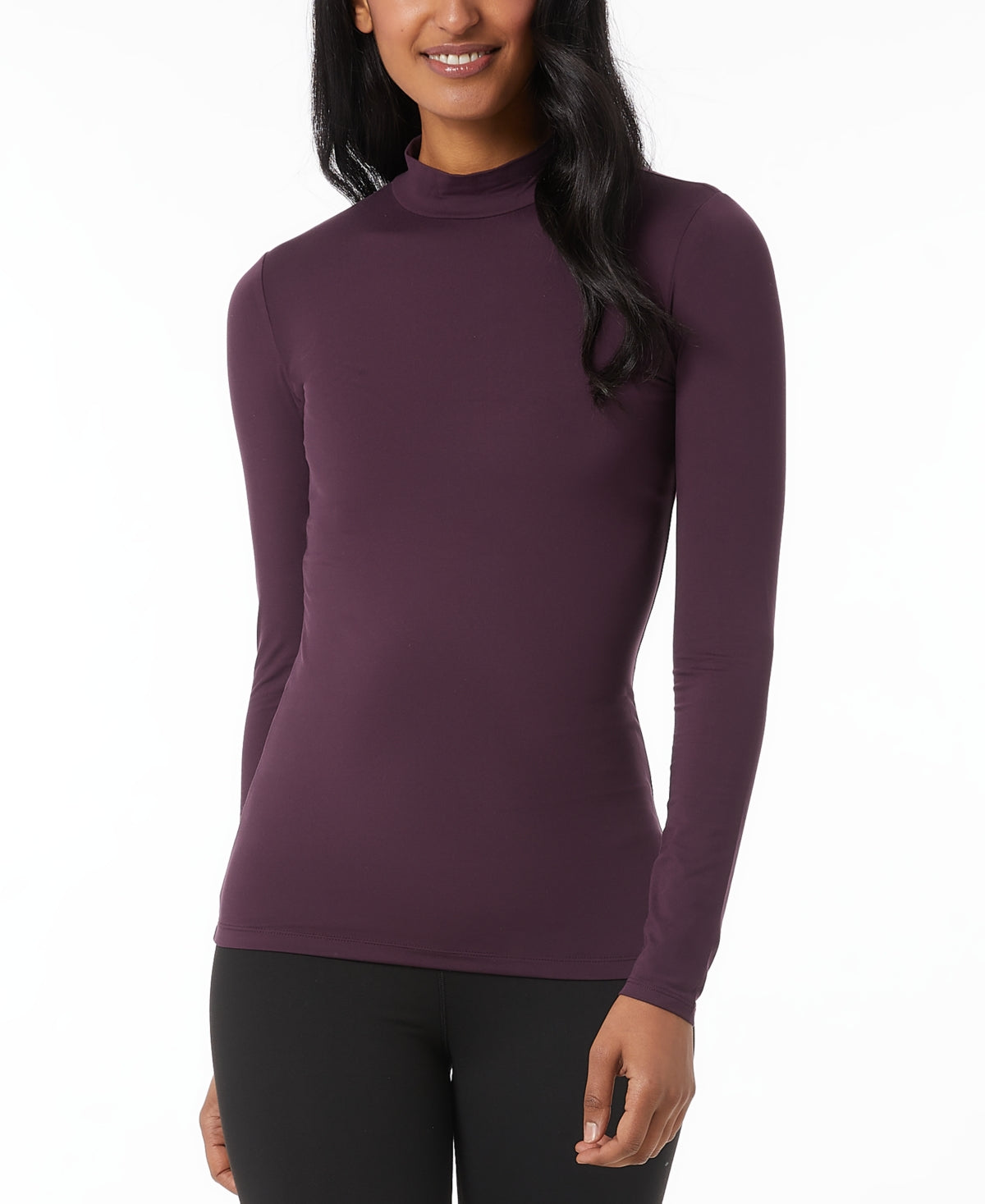 32 Degrees Top feminino aconchegante com gola falsa e manga comprida, roxo, tamanho M