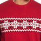 Suéter masculino vintage à prova de intempéries com listras no peito e floco de neve, vermelho, tamanho 2XL