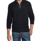 Suéter masculino vintage à prova de intempéries com textura waffle e zíper 1/4, preto, tamanho médio