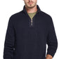 Suéter masculino vintage à prova de intempéries com textura waffle e zíper 1/4, preto, tamanho GG