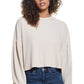 Blusa vintage feminina à prova de intempéries, com ombros caídos e manga balão, gola redonda, bege, tamanho médio