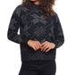 Suéter feminino vintage trançado em chenille com gola falsa e floco de neve, preto, tamanho grande, à prova de intempéries