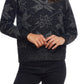 Suéter feminino vintage trançado em chenille com gola falsa e floco de neve, preto, tamanho grande, à prova de intempéries