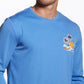 Camisa de manga comprida masculina vintage à prova de intempéries, tamanho médio, azul