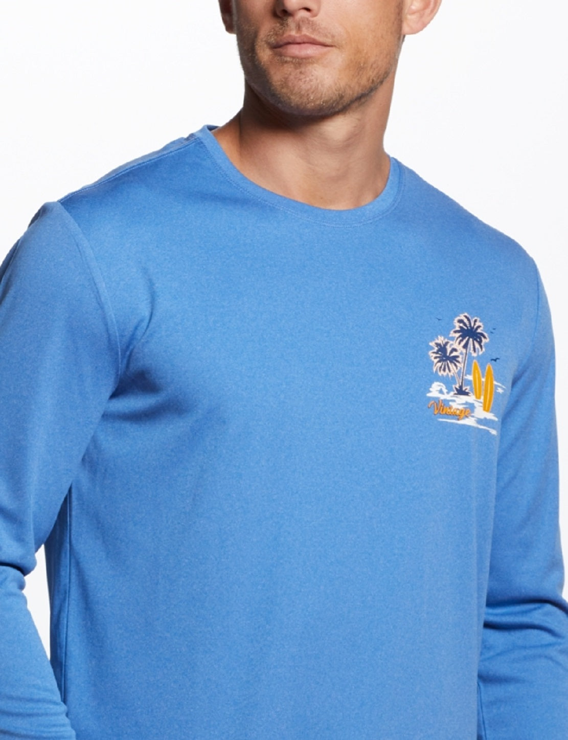 Camisa de manga comprida masculina vintage à prova de intempéries, tamanho médio, azul