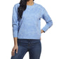 Blusa feminina com bolso no peito e gola redonda, azul, tamanho grande