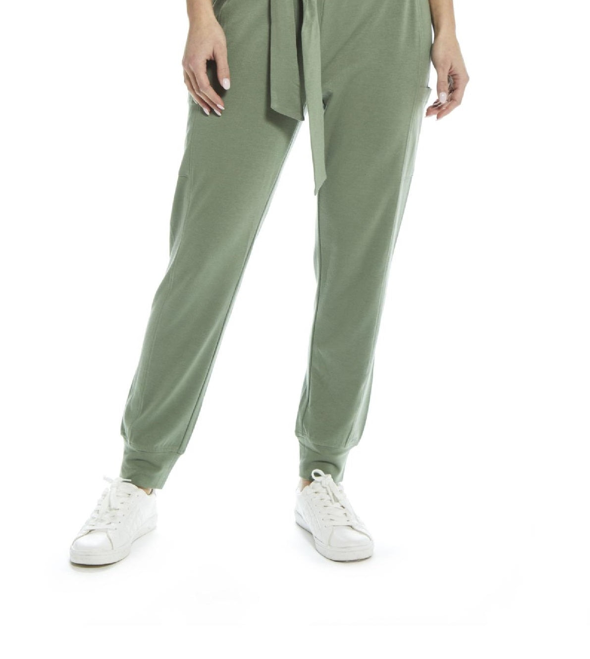 Calça Terry Vintage Feminina com Cinto e Resistente às Intempéries, Verde, Tamanho Grande