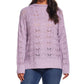 Suéter vintage feminino à prova de intempéries com gola falsa e slub pointelle roxo tamanho grande