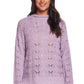 Suéter vintage feminino à prova de intempéries com gola falsa e slub pointelle roxo tamanho grande