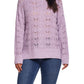 Suéter vintage feminino à prova de intempéries com gola falsa e slub pointelle roxo tamanho grande