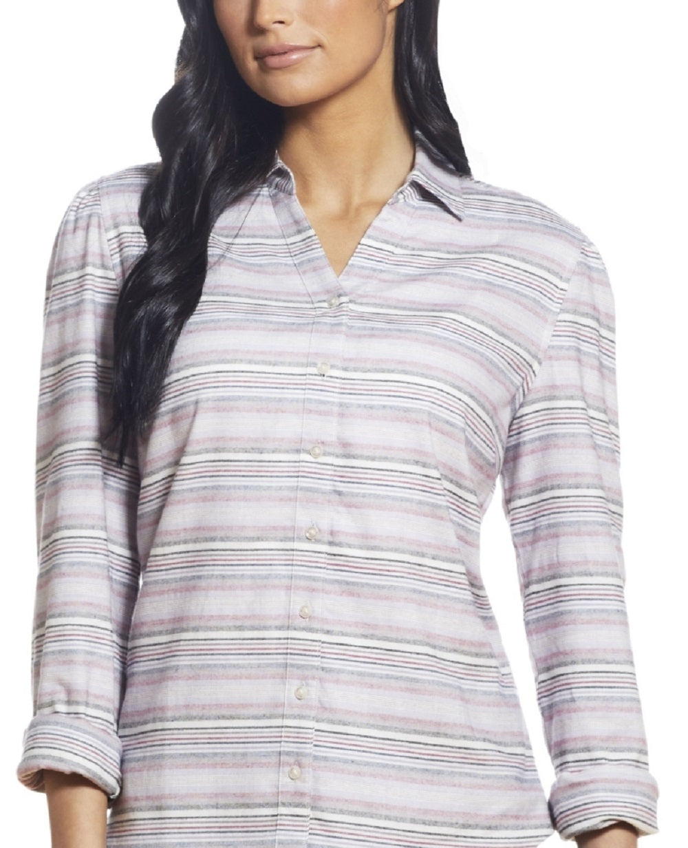 Blusa feminina vintage de flanela escovada, manga comprida, resistente às intempéries, tamanho pequeno, vermelha