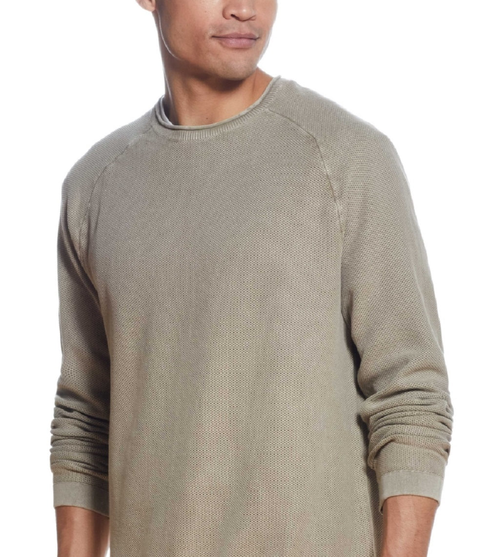 Suéter texturizado Stonewash vintage masculino à prova de intempéries, marrom, tamanho médio