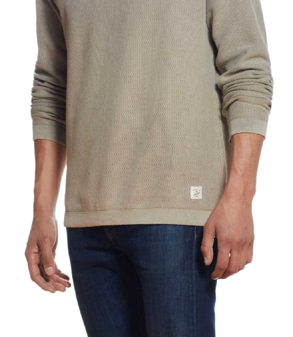 Suéter texturizado Stonewash vintage masculino à prova de intempéries, marrom, tamanho médio