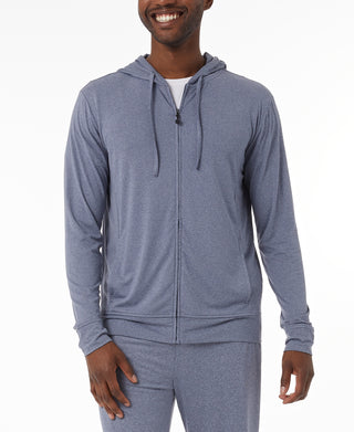 Jaqueta de dormir masculina 32 Degrees com capuz e zíper completo, secagem rápida, azul