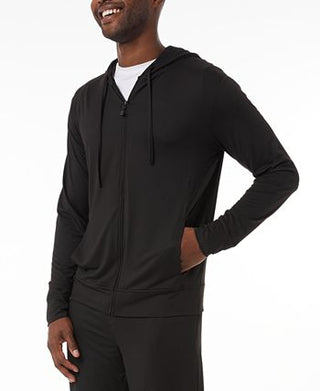 Jaqueta de dormir masculina 32 Degrees com capuz e zíper completo, secagem rápida, preta, tamanho pequeno