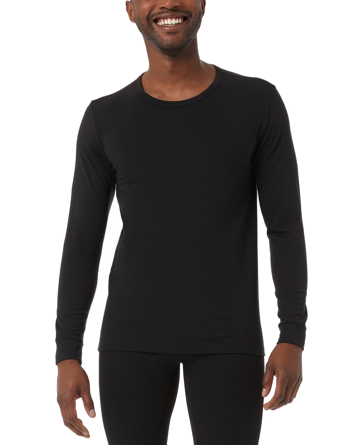 Camisa térmica feminina manga comprida 32 Degrees Heat Plus, preta, tamanho médio
