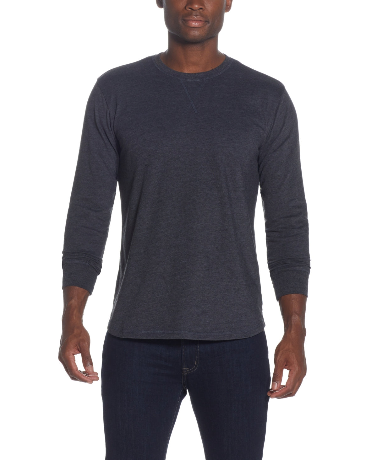 Camiseta masculina vintage de manga comprida escovada e gola redonda, cinza, tamanho GG, à prova de intempéries