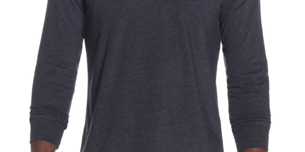 Camiseta masculina vintage de manga comprida escovada e gola redonda, cinza, tamanho GG, à prova de intempéries