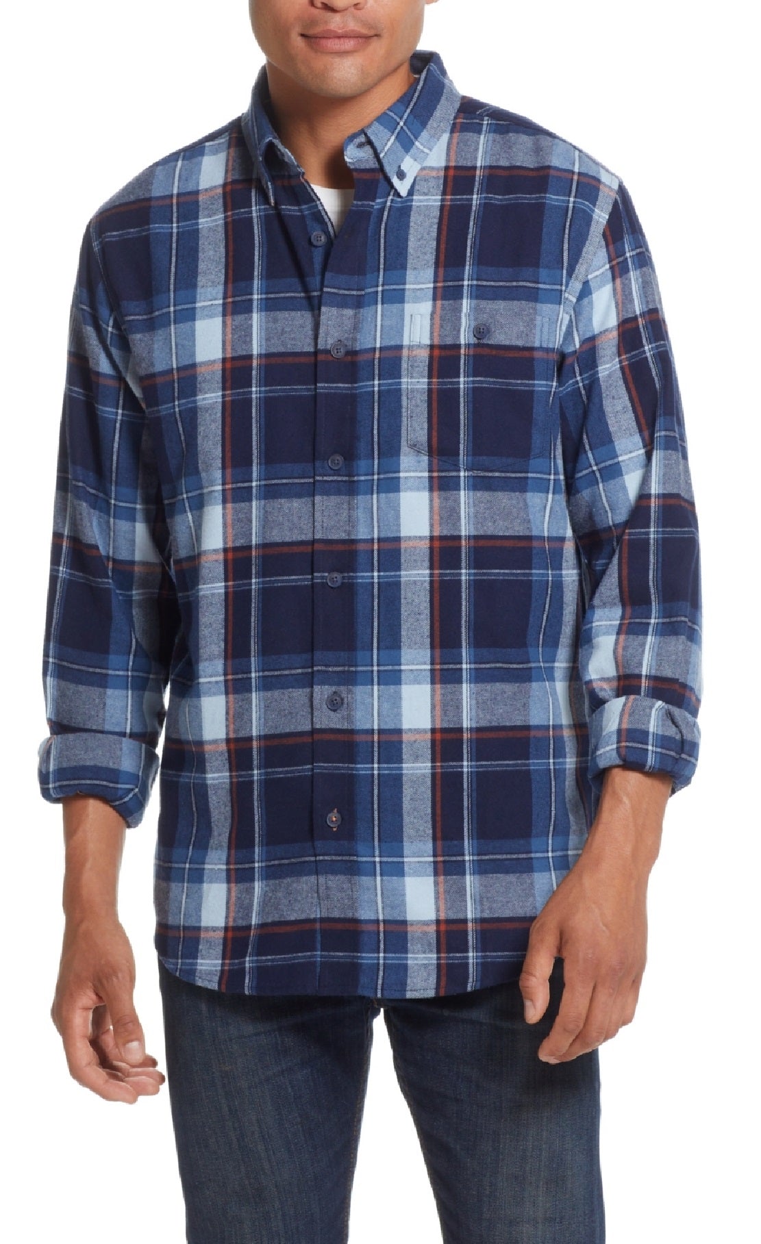 Camisa de flanela masculina vintage à prova de intempéries, mangas compridas, azul, tamanho extragrande