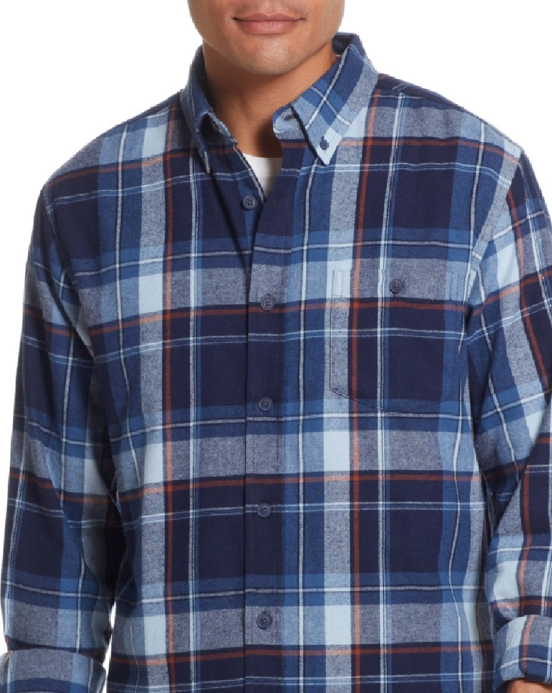 Camisa de flanela masculina vintage à prova de intempéries, mangas compridas, azul, tamanho extragrande
