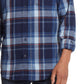 Camisa de flanela masculina vintage à prova de intempéries, mangas compridas, azul, tamanho extragrande
