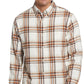 Camisa de flanela masculina vintage à prova de intempéries, mangas compridas, marrom, tamanho grande