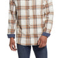 Camisa de flanela masculina vintage à prova de intempéries, mangas compridas, marrom, tamanho grande