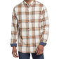 Camisa de flanela masculina vintage à prova de intempéries, mangas compridas, marrom, tamanho grande