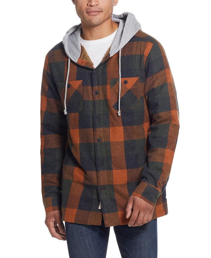 Camisa de flanela com capuz vintage masculina à prova de intempéries, jaqueta marrom, tamanho grande