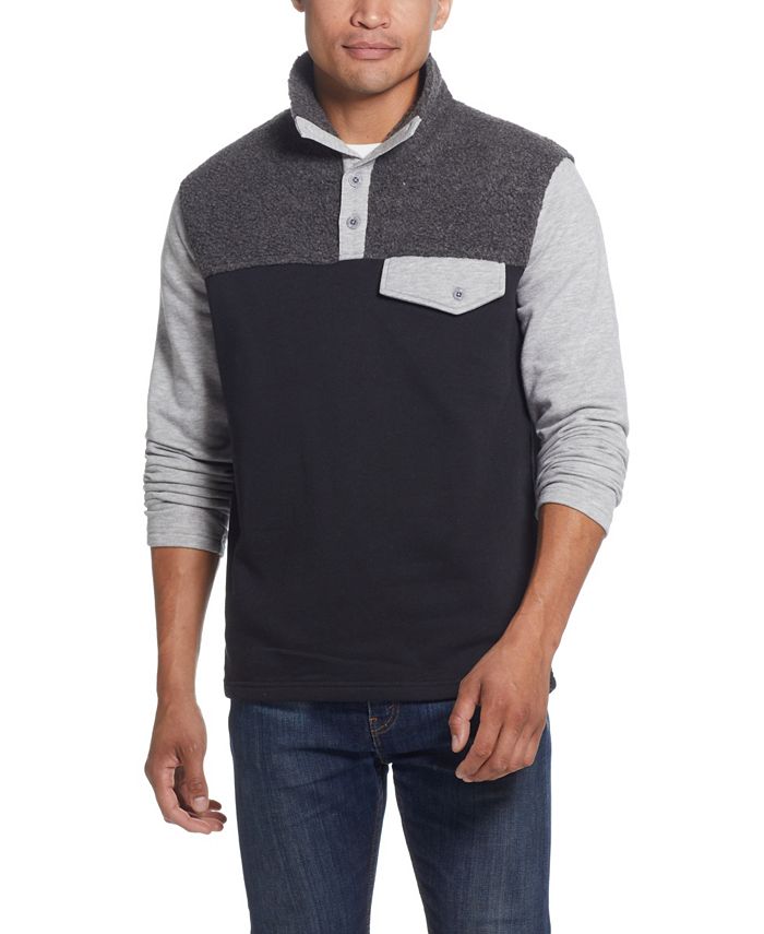 Pulôver masculino vintage à prova de intempéries, malha e sherpa, cinza, tamanho grande