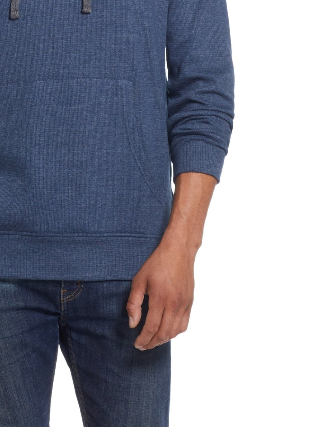 Moletom masculino vintage impermeável com capuz e manga comprida estilo waffle, azul, tamanho médio