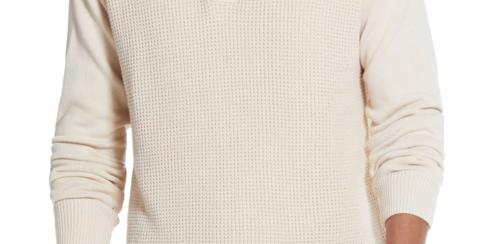 Suéter masculino vintage texturizado com gola falsa e botões, à prova de intempéries, marrom, tamanho grande