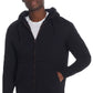 Moletom com capuz vintage masculino com zíper completo e forro de sherpa, preto, tamanho grande