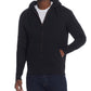 Moletom com capuz vintage masculino com zíper completo e forro de sherpa, preto, tamanho grande