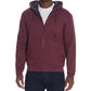 Moletom com capuz vintage masculino com zíper completo e forro de sherpa, vermelho, tamanho médio