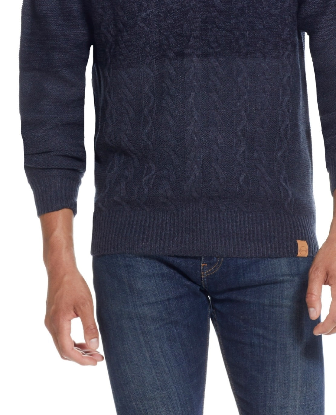 Suéter masculino vintage à prova de intempéries com botões e gola falsa, azul, tamanho grande