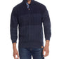 Suéter masculino vintage à prova de intempéries com botões e gola falsa, azul, tamanho grande