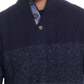 Suéter masculino vintage à prova de intempéries com botões e gola falsa, azul, tamanho extragrande