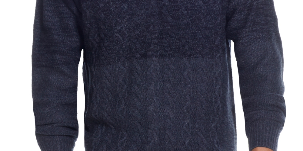 Suéter masculino vintage à prova de intempéries com botões e gola falsa, azul, tamanho extragrande
