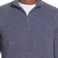 Suéter masculino vintage à prova de intempéries com toque suave e zíper de um quarto, azul, tamanho XX-G