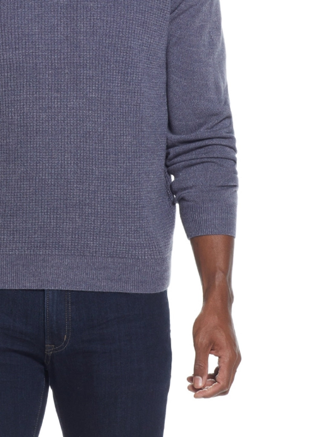 Suéter masculino vintage à prova de intempéries com toque suave e zíper de um quarto, azul, tamanho XX-G