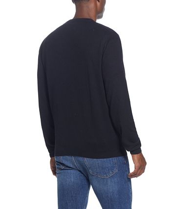 Suéter masculino vintage de algodão e caxemira, gola V, preto, tamanho grande, à prova de intempéries