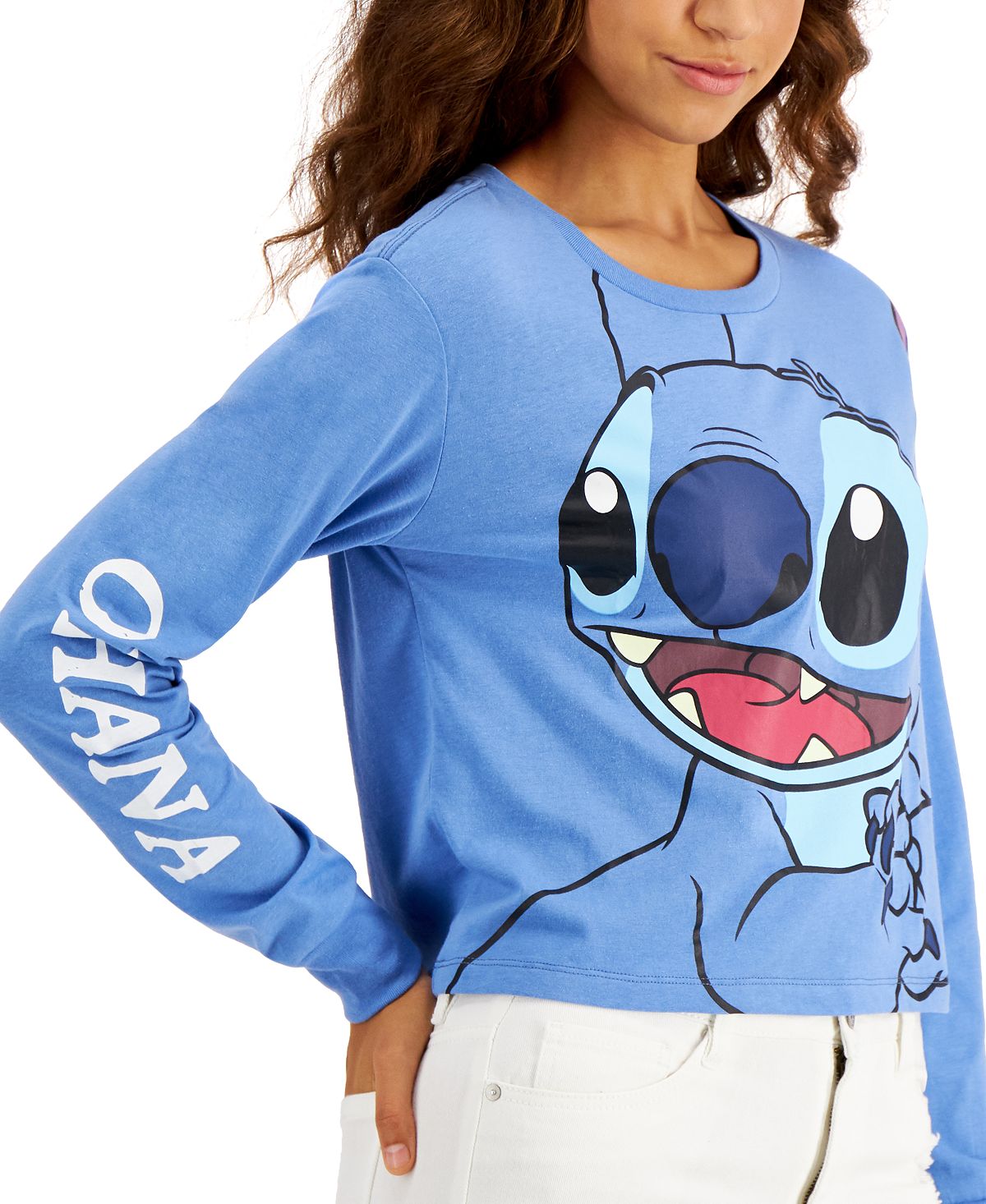 Camiseta com estampa gráfica Stitch da Disney Junior, azul, tamanho médio