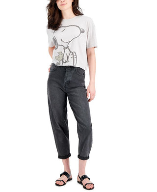 Camiseta com estampa gráfica do Snoopy Junior, cinza, tamanho P